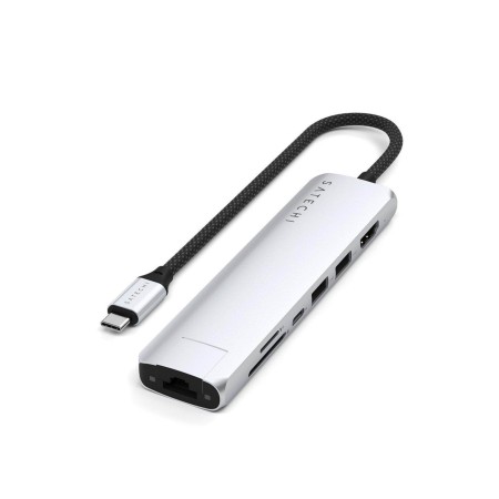 Satechi 7-in-1 USB-C Slim Multiport Adapter with Ethernet - Silver