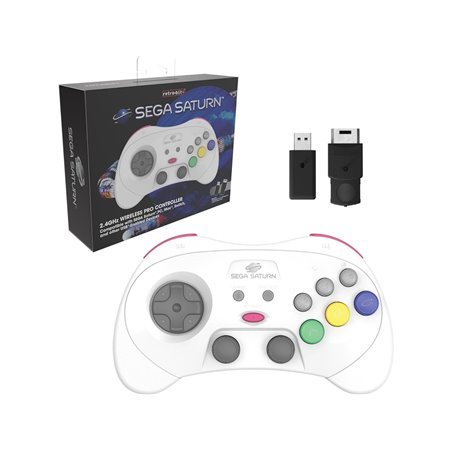 Retro-Bit PRO - White - Wireless Controller - Sega Saturn