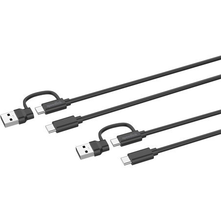 Speed-Link STREAM Play + Charge USB-C/A to USB-C Cable Set - Black - Wired Charging cable for wireless game controller - Sony Pl
