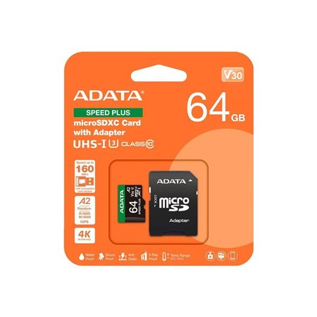 A-Data ADATA SPEED PLUS - flash memory card - 64 GB - SDXC UHS-I