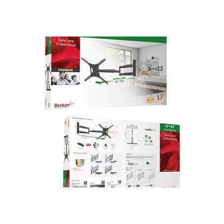 Barkan mounting kit - full-motion - for TV - extra long - black 50 kg 13"-83" 100 x 100 mm