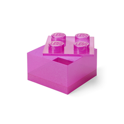 LEGO Storage Brick 4 Top Lid Glitter Medium Violet
