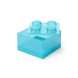 LEGO Storage Brick 4 Top Lid Glitter Light Blue