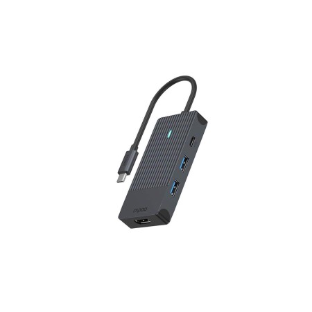 RAPOO Multiport USB-C UCM-2001 4-i-1 USB-C-Adapter USB-Hubs - 4 - Schwarz