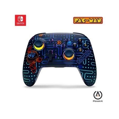 PowerA Verbesserter kabelloser Controller für Nintendo Switch mit Lumectra - PAC-MAN™ Neon Arcade - Wireless Controller - Ninten