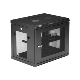 StarTech.com 2 Post 9U 19" Wall Mount Network Cabinet - Adjustable Depth 6-15"- Locking IT Switch Depth Enclosure - Vented Compu