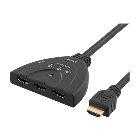 Deltaco HDMI Switch  3 inputs to 1 output 4K in