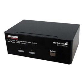 StarTech.com 2 Port Dual DisplayPort USB KVM Switch w/ Audio & USB Hub - KVM / Audio-Switch - 2 Anschlüsse