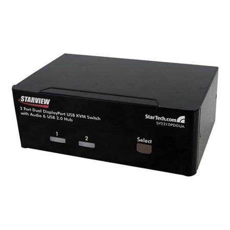 StarTech.com 2 Port Dual DisplayPort USB KVM Switch w/ Audio & USB Hub - KVM / Audio-Switch - 2 Anschlüsse