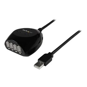 StarTech.com 15m USB 2.0 Active Cable with 4 Port Hub - hub - 4 ports USB-Hubs - 4 - Schwarz