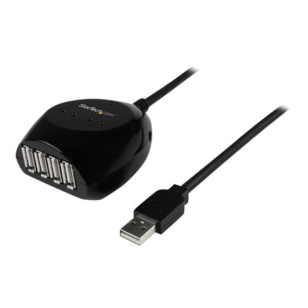 StarTech.com 15m USB 2.0 Active Cable with 4 Port Hub - hub - 4 ports USB-Hubs - 4 - Schwarz