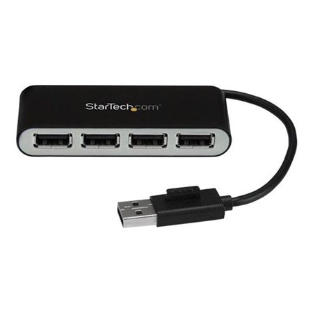 StarTech.com 4-Port Portable USB 2.0 Hub with Built-in Cable - hub - 4 ports USB-Hubs - 4 - silber