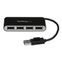 StarTech.com 4-Port Portable USB 2.0 Hub with Built-in Cable - hub - 4 ports USB-Hubs - 4 - silber