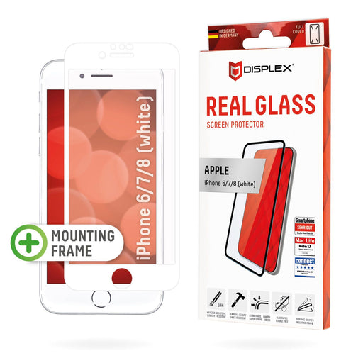 DISPLEX Panzerglas (10H) für Apple iPhone 6/7/8 (White), Montagerahmen, Full Cover