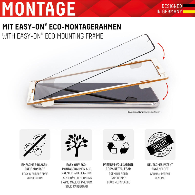 DISPLEX Panzerglas (10H) für Apple iPhone 6/7/8/SE (2020/2022), Eco-Montagerahmen, Full Cover