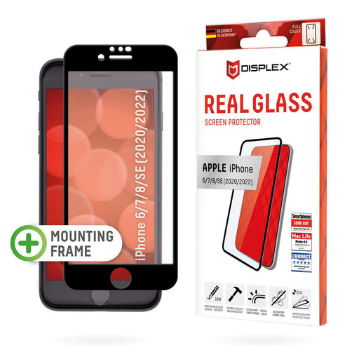 DISPLEX Panzerglas (10H) für Apple iPhone 6/7/8/SE (2020/2022), Eco-Montagerahmen, Full Cover