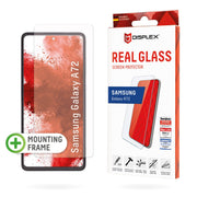 DISPLEX Panzerglas (10H, 2D) für Samsung Galaxy A72, Eco-Montagerahmen, kratzer-resistent