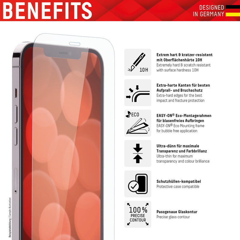 DISPLEX Panzerglas (10H, 2D) für Apple iPhone 13 mini, Eco-Montagerahmen, kratzer-resistent