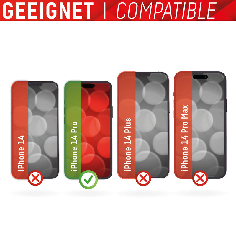 DISPLEX Panzerglas (10H, 2D) für Apple iPhone 14 Pro, Eco-Montagerahmen, kratzer-resistent