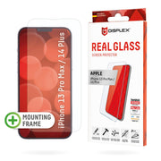 DISPLEX Panzerglas (10H, 2D) für Apple iPhone 13 Pro Max/14 Plus, Eco-Montagerahmen, kratzer-resistent