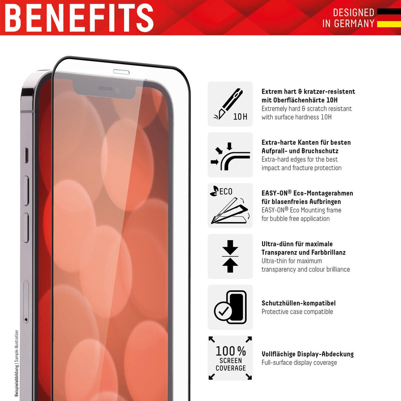 DISPLEX Panzerglas (10H) für Apple iPhone 13 Pro Max/14 Plus, Eco-Montagerahmen, Full Cover