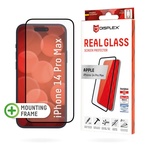 DISPLEX Panzerglas (10H) für Apple iPhone 14 Pro Max, Eco-Montagerahmen, Full Cover