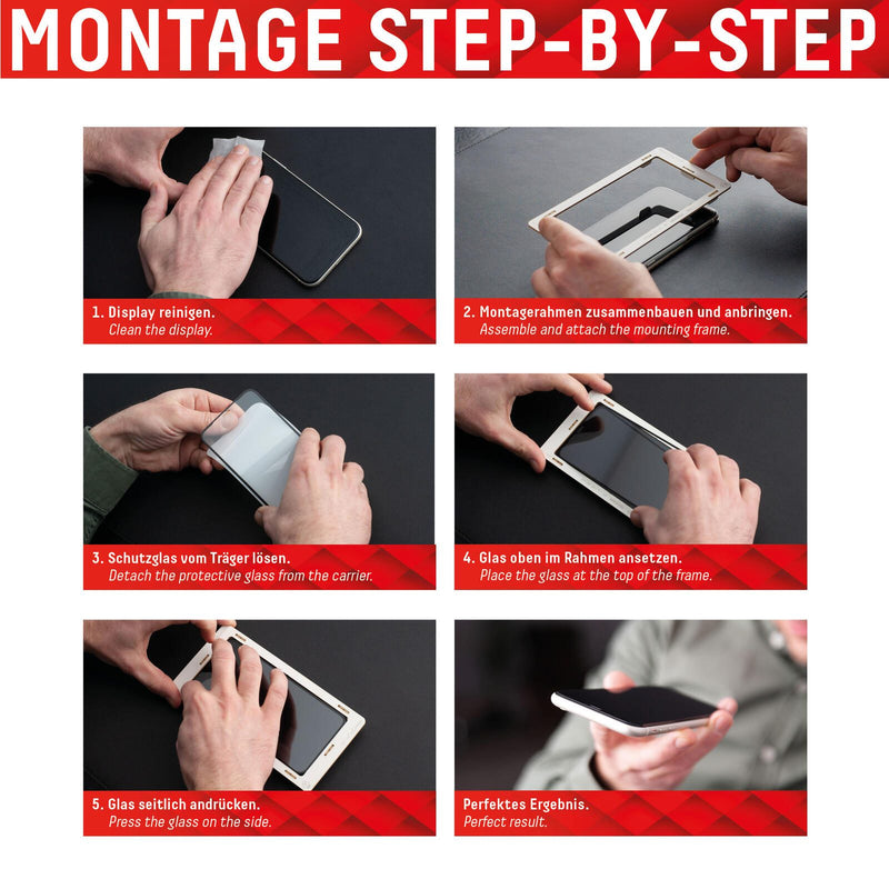 DISPLEX Panzerglas + Schutzhülle für Apple iPhone 14 Pro, Eco-Montagerahmen, kratzer-resistent