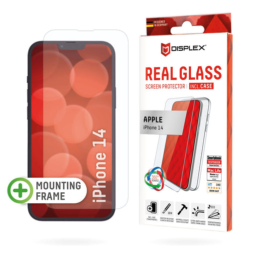 DISPLEX Panzerglas + Schutzhülle für Apple iPhone 14 Pro, Eco-Montagerahmen, kratzer-resistent