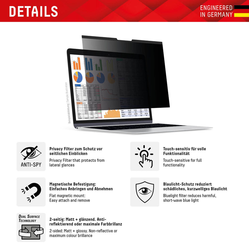 DISPLEX PRIVACY SAFE Magnetischer 2-Wege Blickschutzfilter für Laptop/ Notebook 13,3'' (16:9)