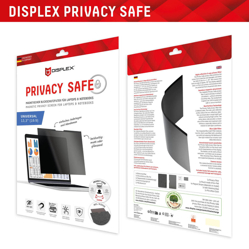 DISPLEX PRIVACY SAFE Magnetischer 2-Wege Blickschutzfilter für Laptop/ Notebook 13,3'' (16:9)