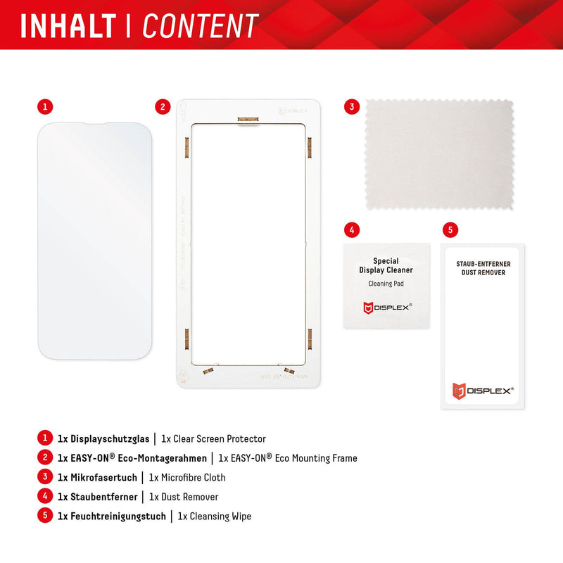 DISPLEX Panzerglas (10H, 2D) für Google Pixel 7, Eco-Montagerahmen, kratzer-resistent