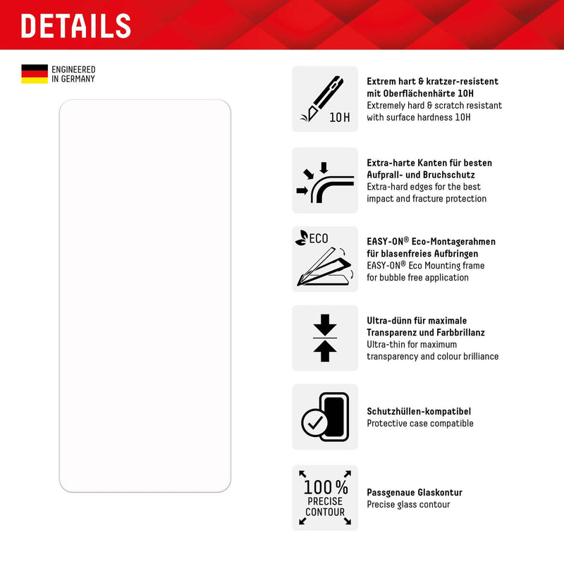 DISPLEX Panzerglas (10H, 2D) für Samsung Galaxy A24/A25 5G, Eco-Montagerahmen, kratzer-resistent