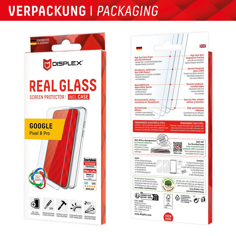 DISPLEX Panzerglas + Schutzhülle für Google Pixel 8 Pro