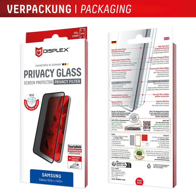 DISPLEX Privacy Full Cover Panzerglas (10H) für Samsung Galaxy S24+/S25+