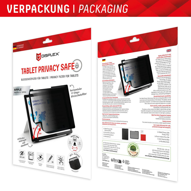 DISPLEX TABLET PRIVACY SAFE Blickschutzfilter für iPad Pro 11'' (2024)