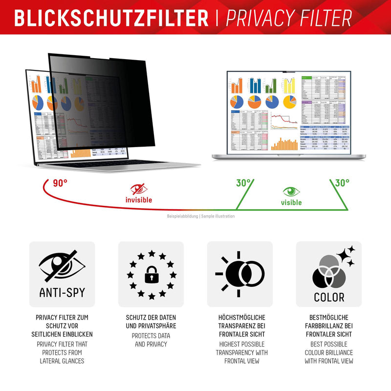 DISPLEX PRIVACY SAFE Wiederablösbarer 2-Wege Blickschutzfilter für Laptop/ Notebook (randlos/frameless) 16'' (16:10)