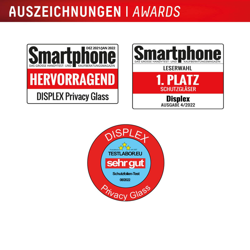 DISPLEX Privacy Full Cover Panzerglas (10H) für Apple iPhone 16 Pro