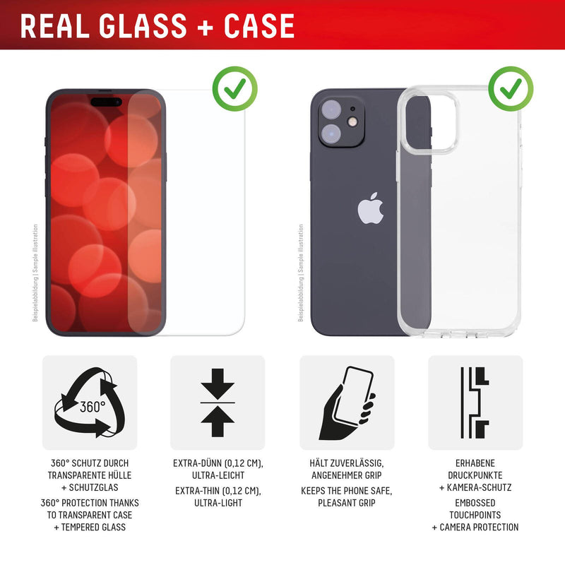 DISPLEX Panzerglas (10H) + Schutzhülle für Apple iPhone 16 Plus