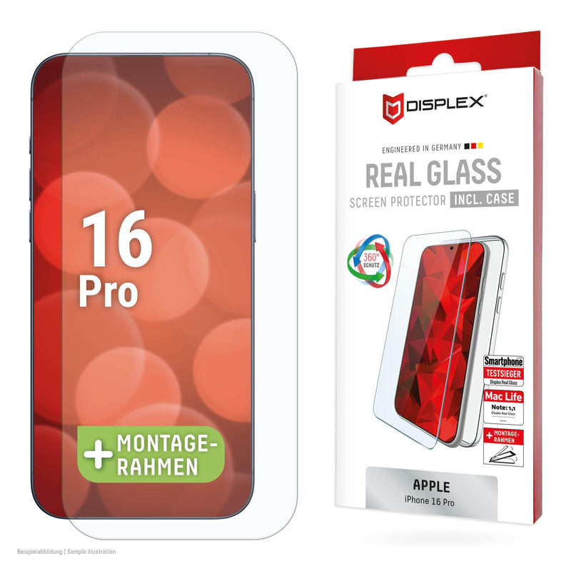 DISPLEX Panzerglas (10H) + Schutzhülle für Apple iPhone 16 Pro