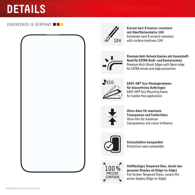 DISPLEX Premium Panzerglas (Full Cover, 10H) für Apple iPhone 16 Plus