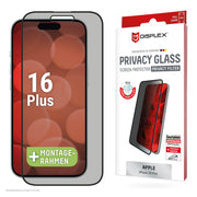 DISPLEX Privacy Full Cover Panzerglas (10H) für Apple iPhone 16 Plus