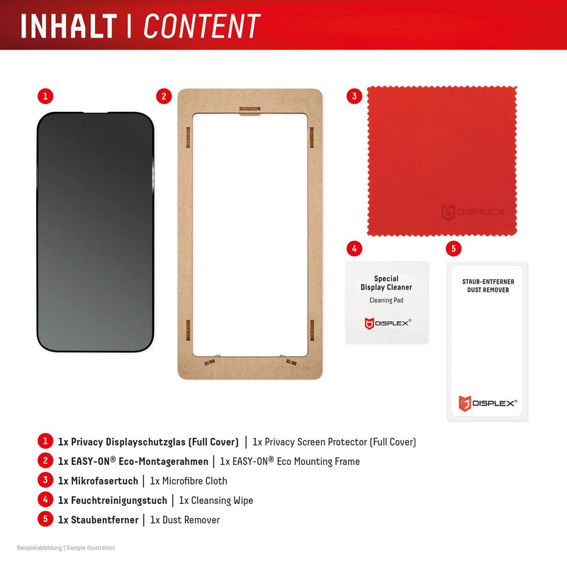 DISPLEX Privacy Full Cover Panzerglas (10H) für Apple iPhone 16 Plus
