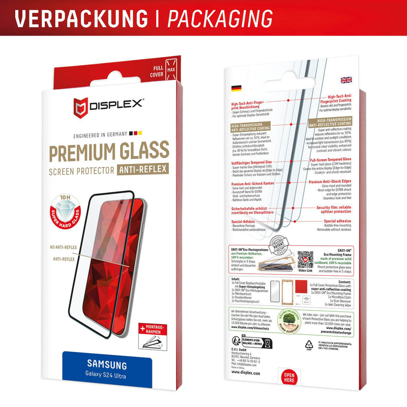 DISPLEX Premium Anti-Reflex Panzerglas (super-entspiegelt, FC, 10H) für Samsung Galaxy S24 Ultra