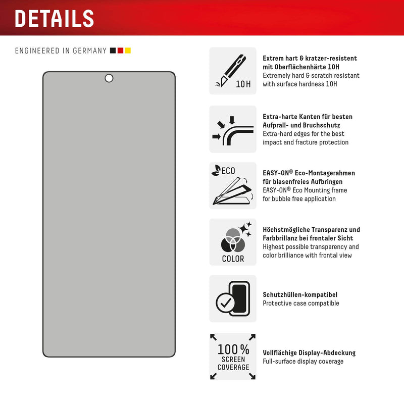 DISPLEX Privacy Full Cover Panzerglas (10H) für Samsung Galaxy S25 Ultra