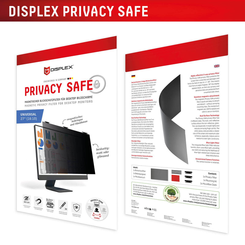 DISPLEX PRIVACY SAFE Blickschutzfilter für Desktop Monitor 27'' (16:10)