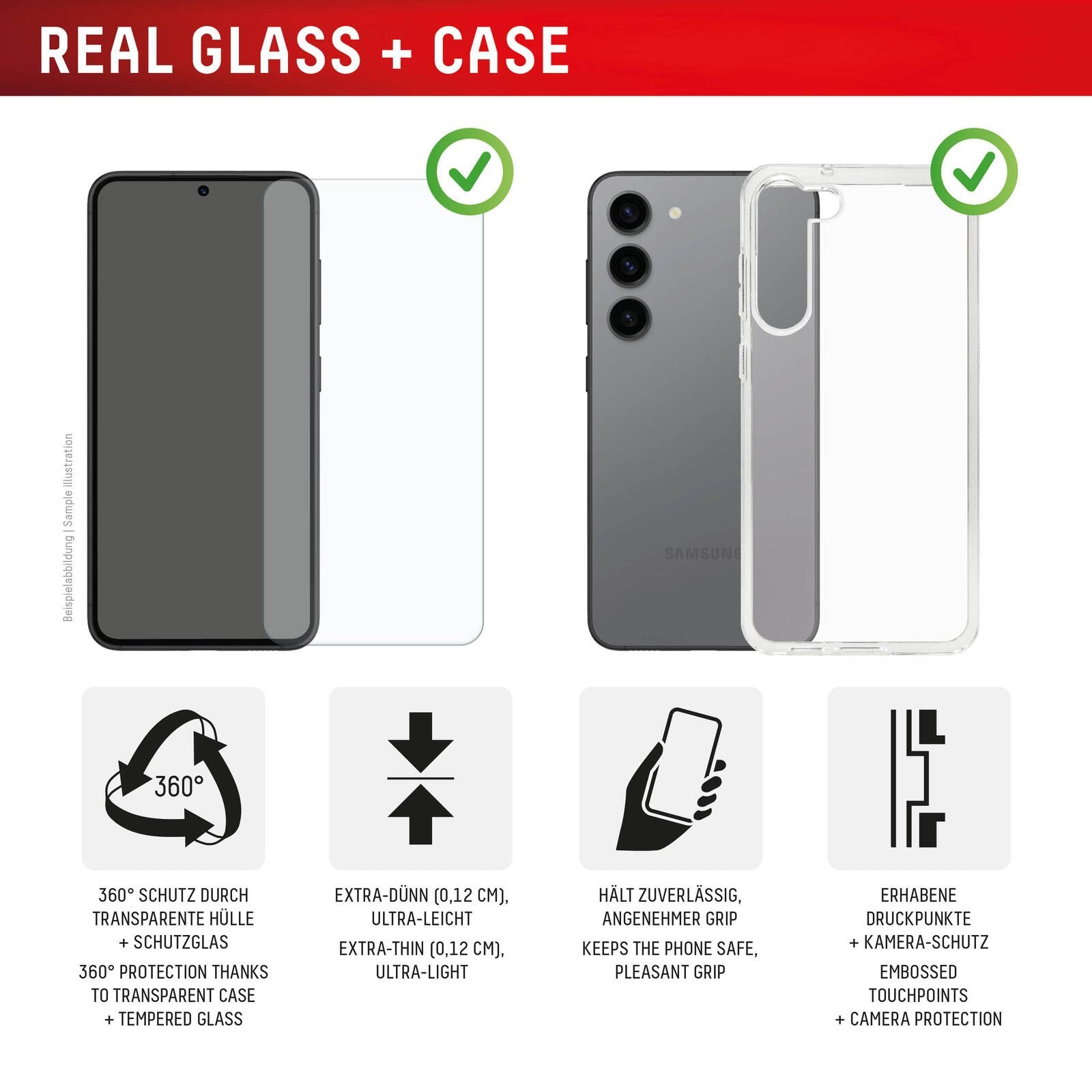 DISPLEX Panzerglas (10H) + Schutzhülle für Samsung Galaxy S25 Edge
