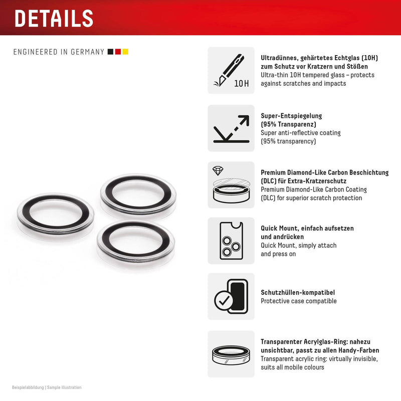 DISPLEX Premium Camera Lens Glass, iPhone 15 Pro/15 Pro Max Einzelringe