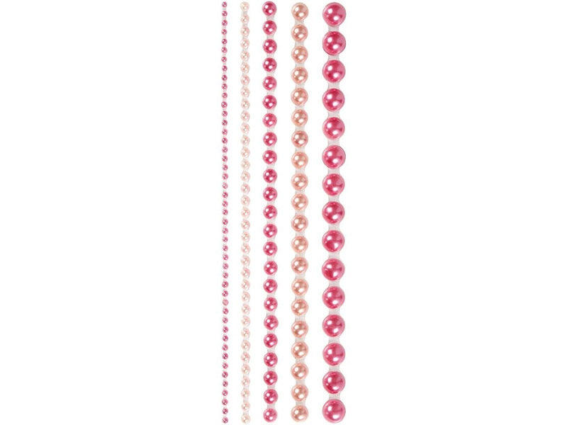 Creativ Company Half Adhesive Pearls Pink 2-8mm 140pcs.