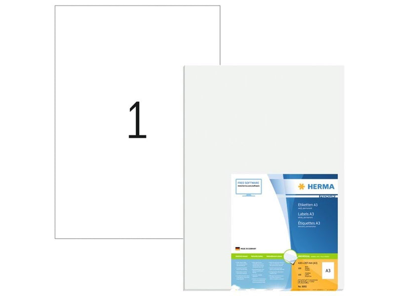 HERMA PREMIUM Etiketten, A3, 297 x 420 mm, weiß, permanent haftend