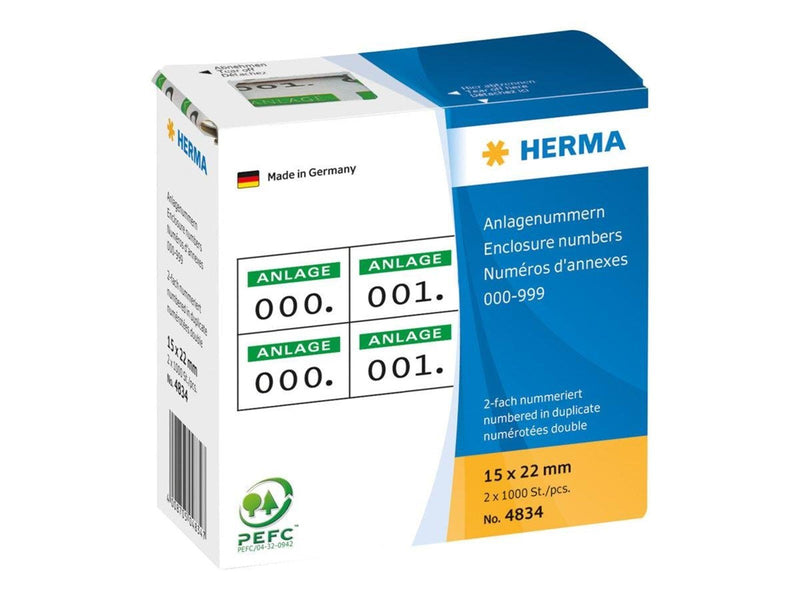 HERMA self-adhesive number labels - 2000 label(s) - 15 x 22 mm
